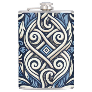 Petaca Patrón griego moderno azul y blanco