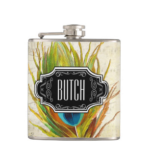 Petaca Patrón hipster de plumas de color rojo negro