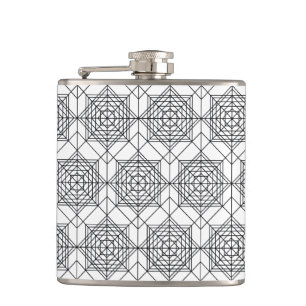 Petaca Patrón lineal abstracto de color blanco y negro vi