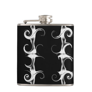 Petaca Patrón lineal gótico en blanco y negro con volutas
