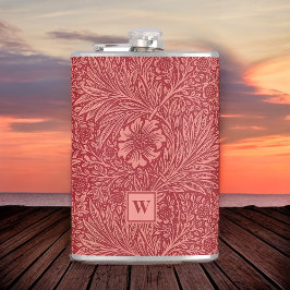 Petaca Patrón Marigold rojo William Morris con inicial