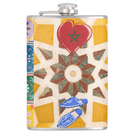 Petaca Patrón mosaico de zellij azul y amarillo