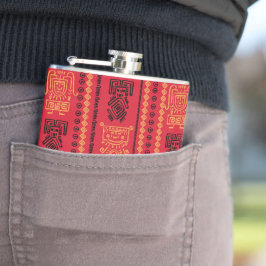 Petaca Patrón Nativo Rojo Tribu étnica Boho Cultura