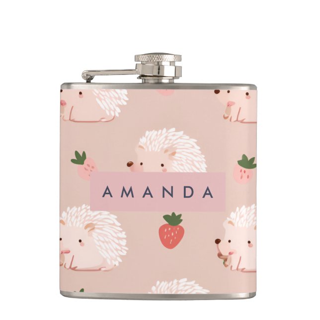 Petaca Patrón personalizado de edgehog y fresa (Anverso)