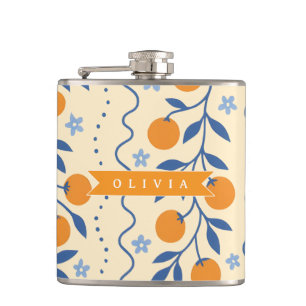 Petaca Patrón personalizado de estilo folk cítrico retro