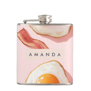 Petaca Patrón personalizado de huevo y tocino rosado