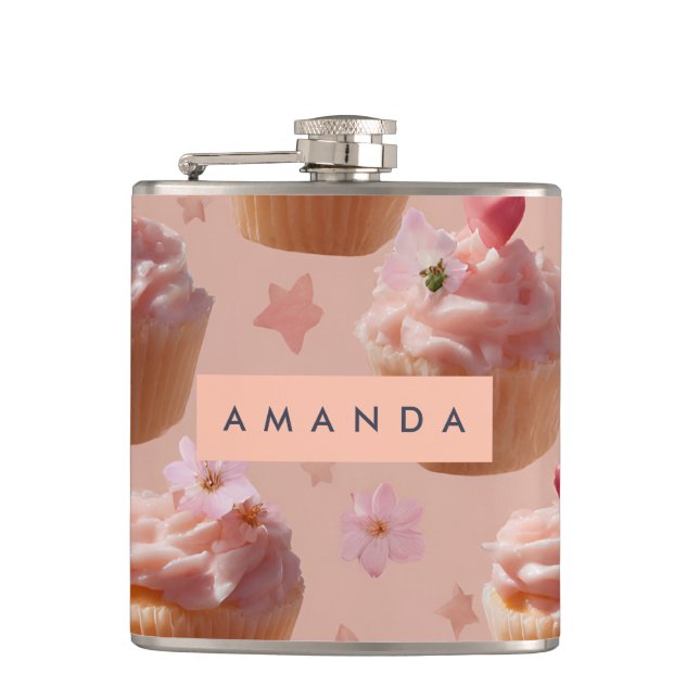 Petaca Patrón personalizado de pastel de color rosa (Anverso)