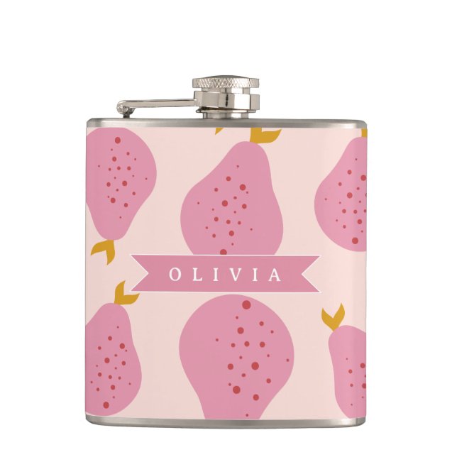 Petaca Patrón Personalizado de Pera Rosa Fruta Monada Fem (Anverso)
