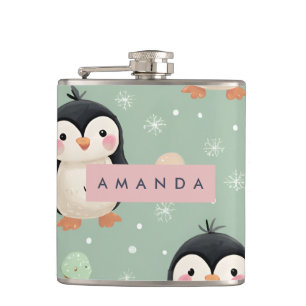 Petaca Patrón personalizado de pingüino y crema de hielo