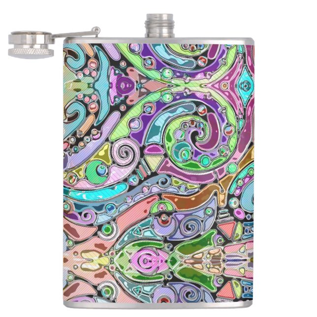 Petaca Patrón Pintado A Mano Y Digitalmente Art 10 (Abierto)