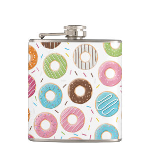 Petaca Patrón Retro Colorido de Donas Minimalista Fiesta 