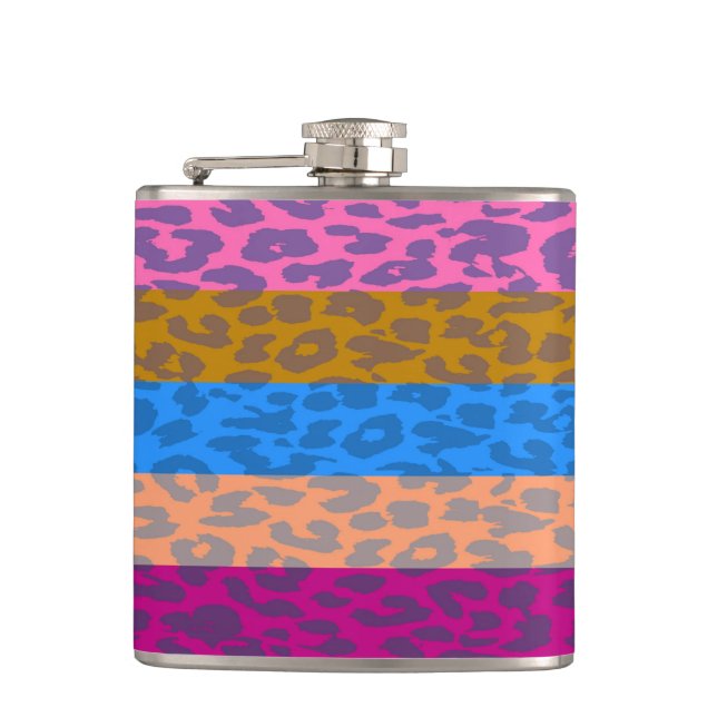Petaca Patrón retro de piel de leopardo 8 (Anverso)