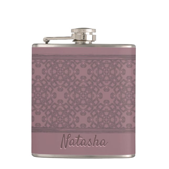 Petaca Patrón Rosa de polvo personalizado (Anverso)