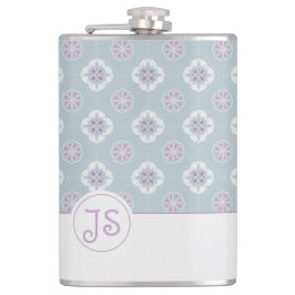 Petaca Patrón simétrico de flores rosadas con mosaico en