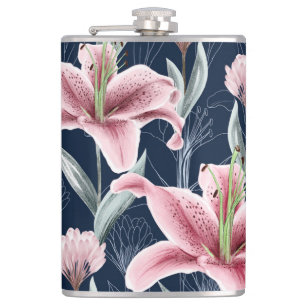 Petaca Patrón sin foco de flor rosa Lilly.