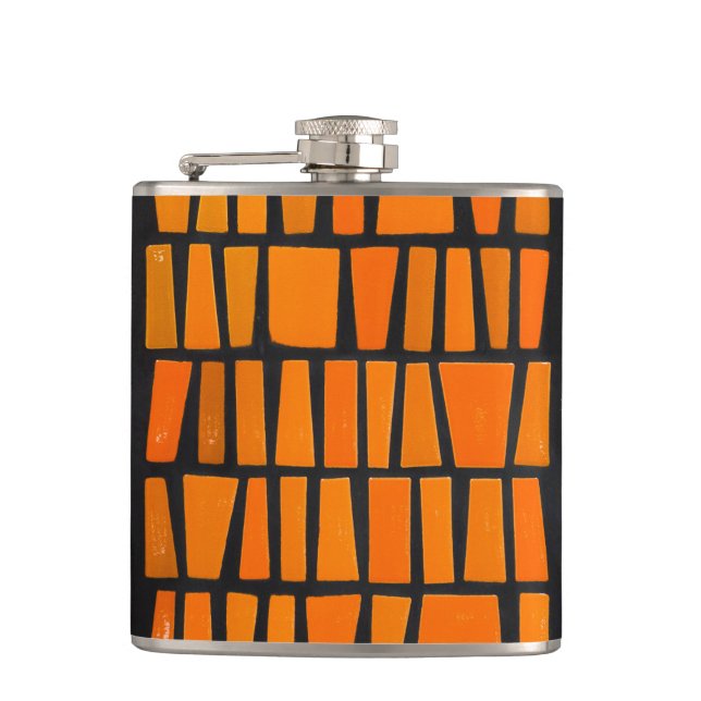 Petaca Patrón tribal africano naranja y negro (Anverso)