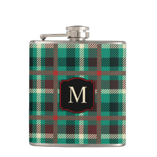 Petaca Patrón Verde azulado Rústico con monograma