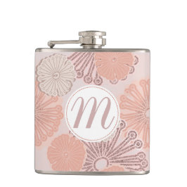 Petaca Patrón y monograma de flor de oro Rosa