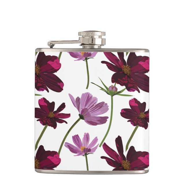 Petaca Patrones de flores rosadas (Anverso)