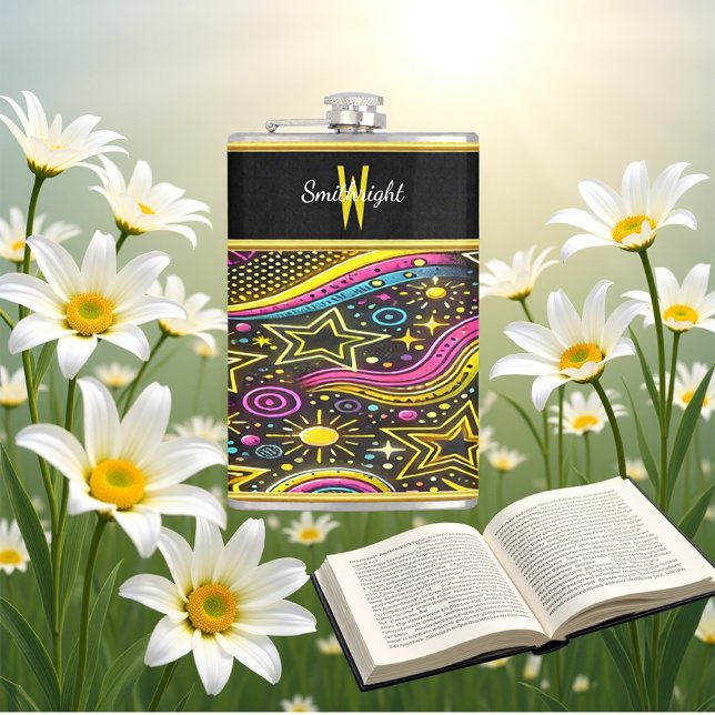 Petaca Patrones estriados cósmicos y naves (Subido por el creador)