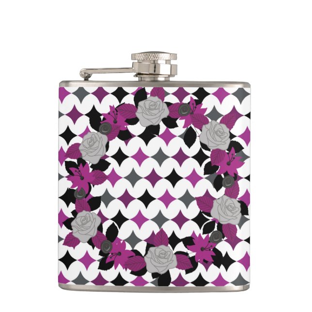 PETACA PATRONES Y FLORES BLANCOS GRIS PURPLE (Anverso)