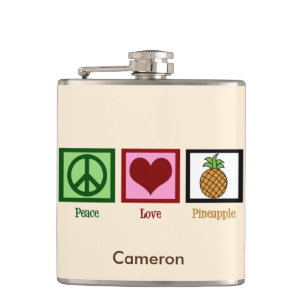 Petaca Peace Love Pineapple Personalizado Ivory