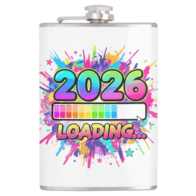 Petaca Pegatina de barra de progreso 2026 cargando... (Anverso)