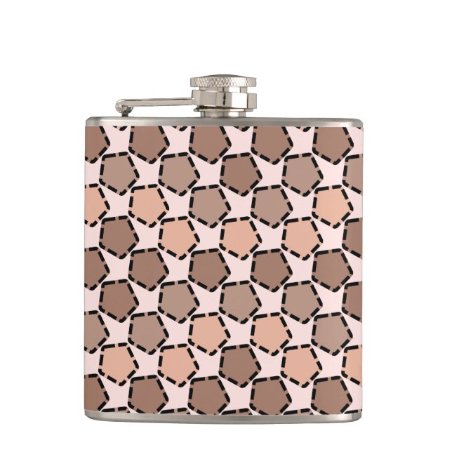 Petaca Pentágonos marrones simétricos con bordes trazados (Anverso)