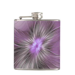 Petaca Pequeña belleza arte fractal de flor gris mauve mo