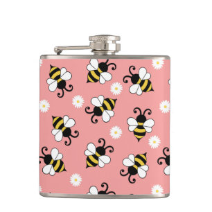 Petaca Pequeñas abejas y flores de margarita