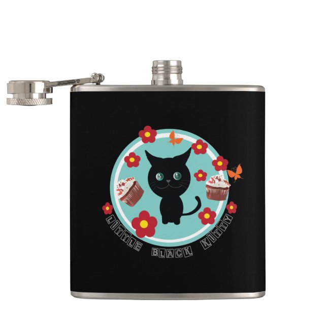 Petaca Pequeño gatito negro (Abierto)