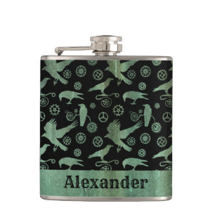 Petaca Pequeño Personalizado de vérdigris y cruces de v