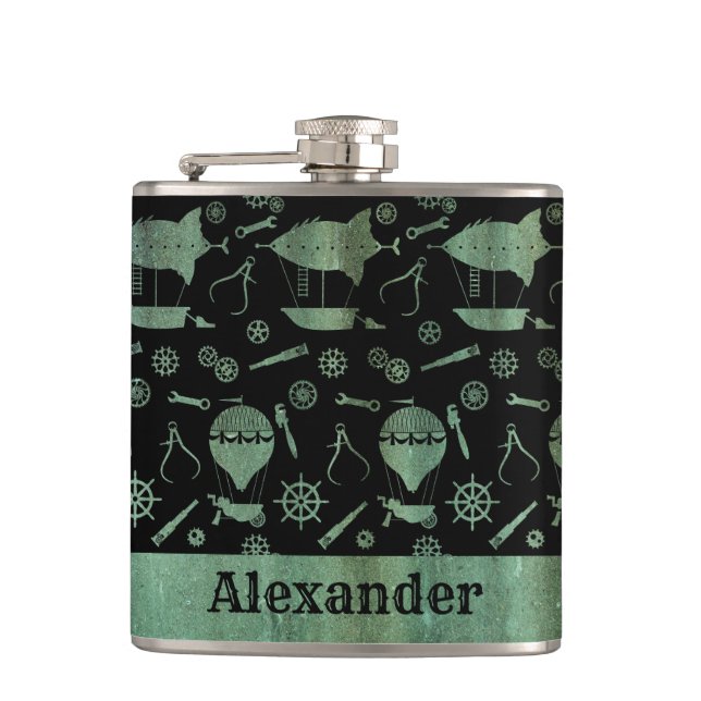 Petaca Pequeño Personalizado temático del buque Steampunk (Anverso)