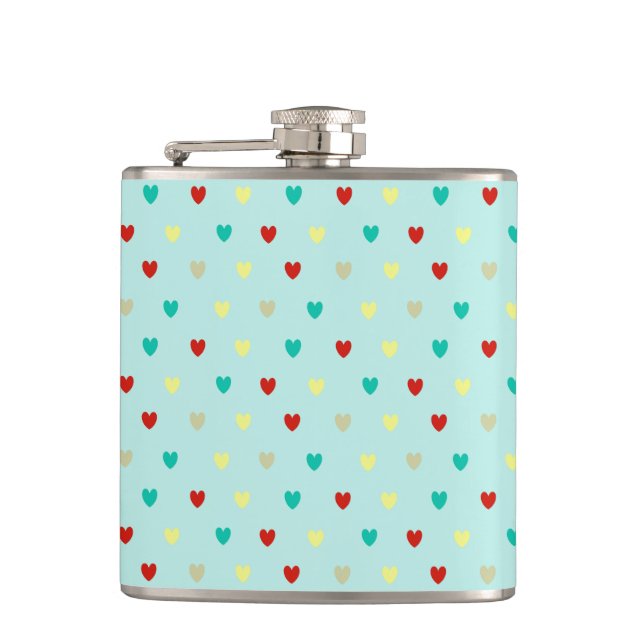 Petaca Pequeños corazones de polka en verde marino (Anverso)