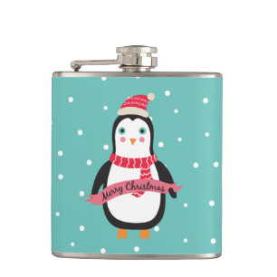 Petaca Pequeños Navidades lindos Penquin "Feliz Navidad"