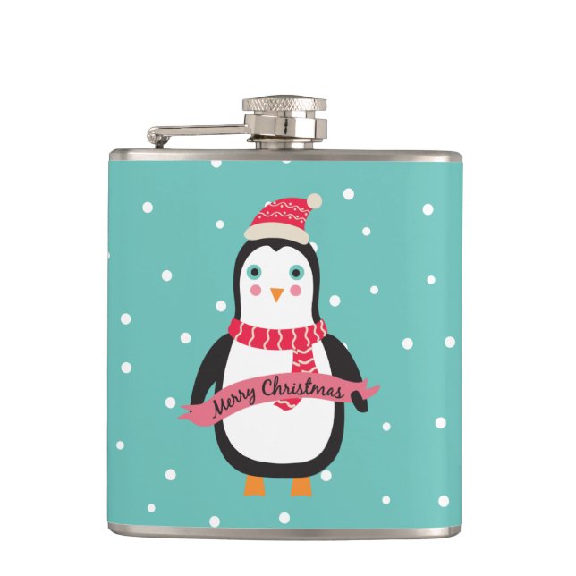 Petaca Pequeños Navidades lindos Penquin "Feliz Navidad" (Anverso)