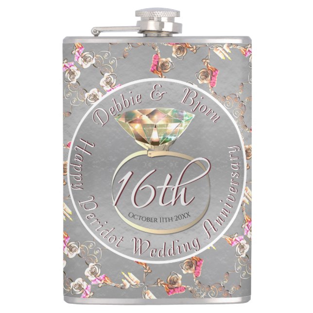 Petaca Peridot, Wax y Statice, 16° Aniversario Boda (Anverso)