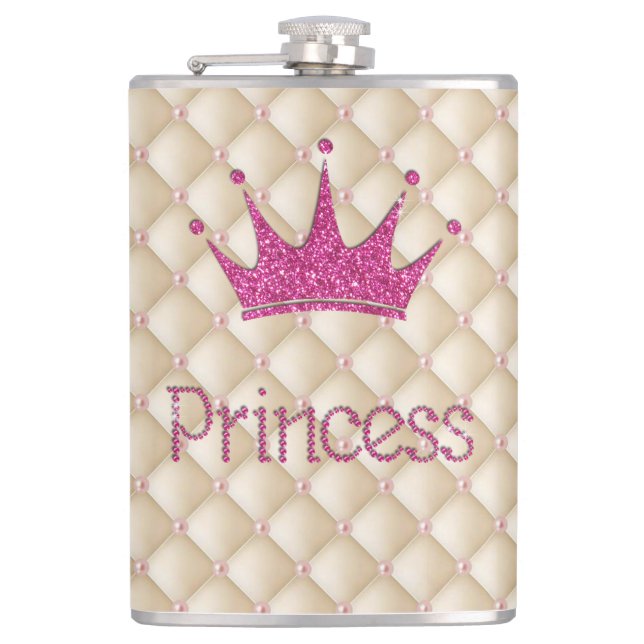 Petaca Perlas encantadoras chic, tiara, princesa, brillan (Anverso)
