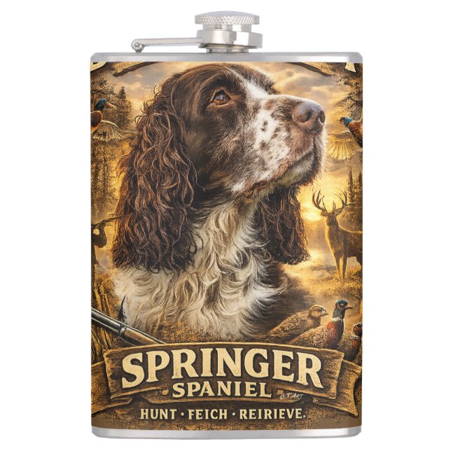 Petaca Perro de caza Springer Spaniel inglés (Anverso)