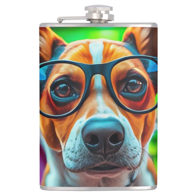 Petaca Perro genial con gafas de sol (Anverso)