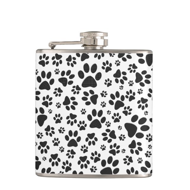 Petaca Perro Paws Black and White Polka Dot (Anverso)