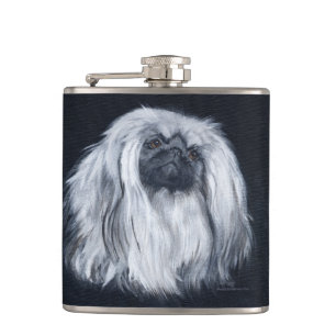 Petaca Perro pekinés blanco