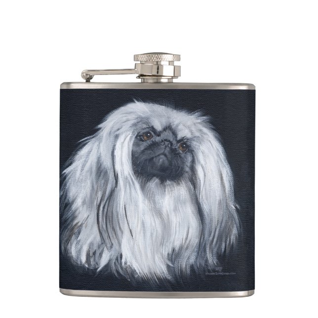 Petaca Perro pekinés blanco (Anverso)