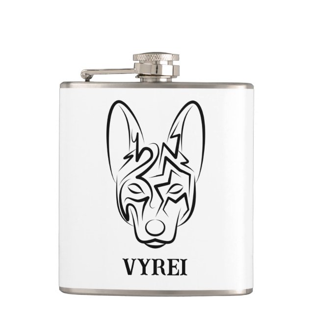 Petaca Perro tribal blanco y negro (Anverso)