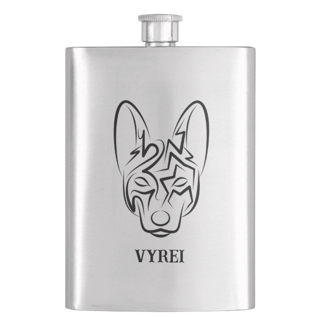 Petaca Perro tribal blanco y negro (Anverso)