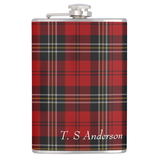 Petaca Personaliza Flask - Tartán Rojo Clan Macpherson (Anverso)