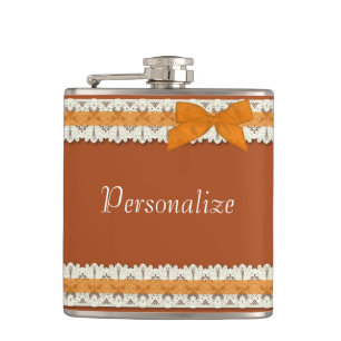 Petaca Personalizable naranja lazo lazo frasco de arco