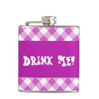 Personalizable Rosa Gingham Bebe Me Flask