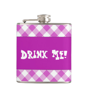 Petaca Personalizable Rosa Gingham Bebe Me Flask
