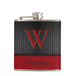 Petaca Personalizado Black Red Faux Leather Monogramado I